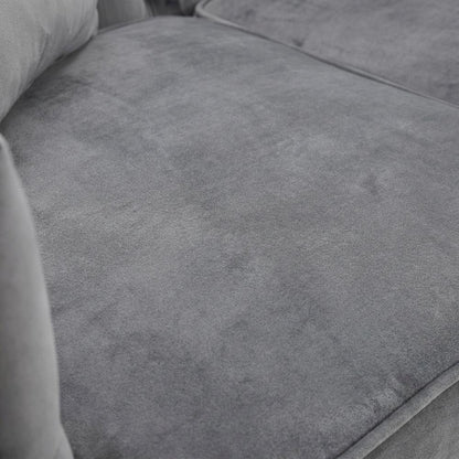 Velvet-Upholstered Loveseat with Button-Tufted Back and Nailhead Trims, Gray