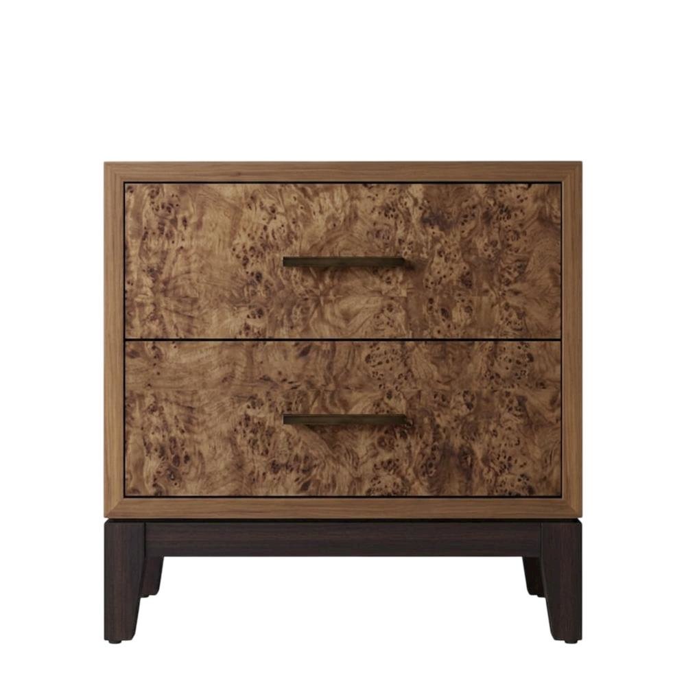 Walnut Nightstand with Sturdy Legs and Veneer Finish for Bedroom Storage