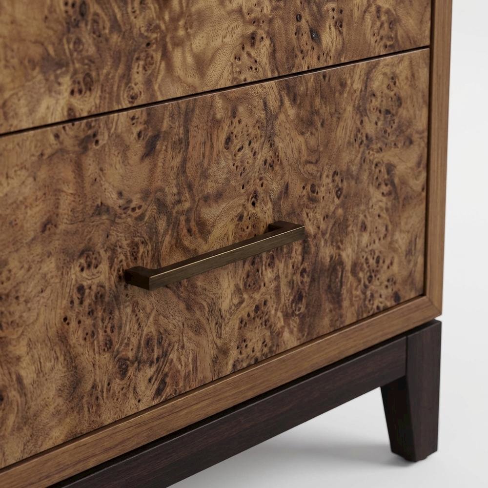 Walnut Nightstand with Sturdy Legs and Veneer Finish for Bedroom Storage