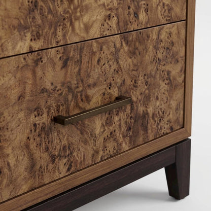 Walnut Nightstand with Sturdy Legs and Veneer Finish for Bedroom Storage