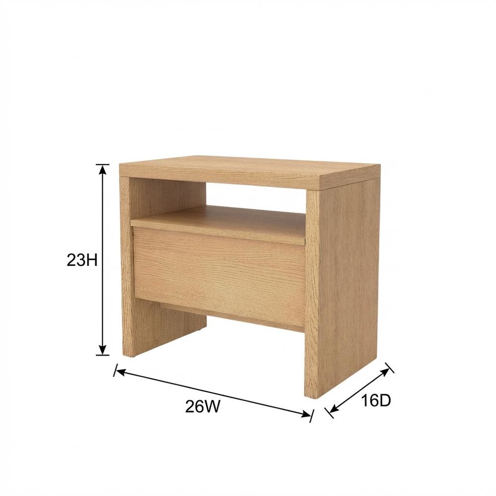 Contemporary Nightstand in Natural Finish with Mahogany and Oak Veneer