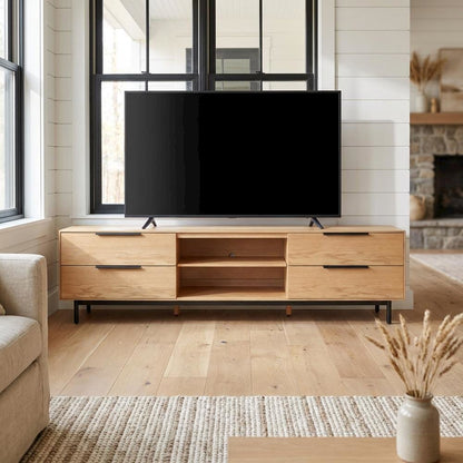 Light Oak Modern TV Console with Sleek Design and Ample Storage