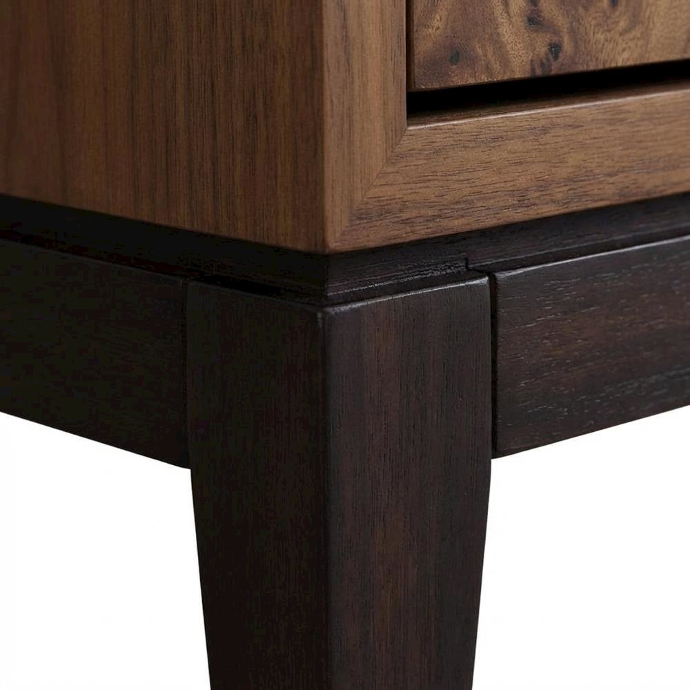 Walnut Nightstand with Sturdy Legs and Veneer Finish for Bedroom Storage