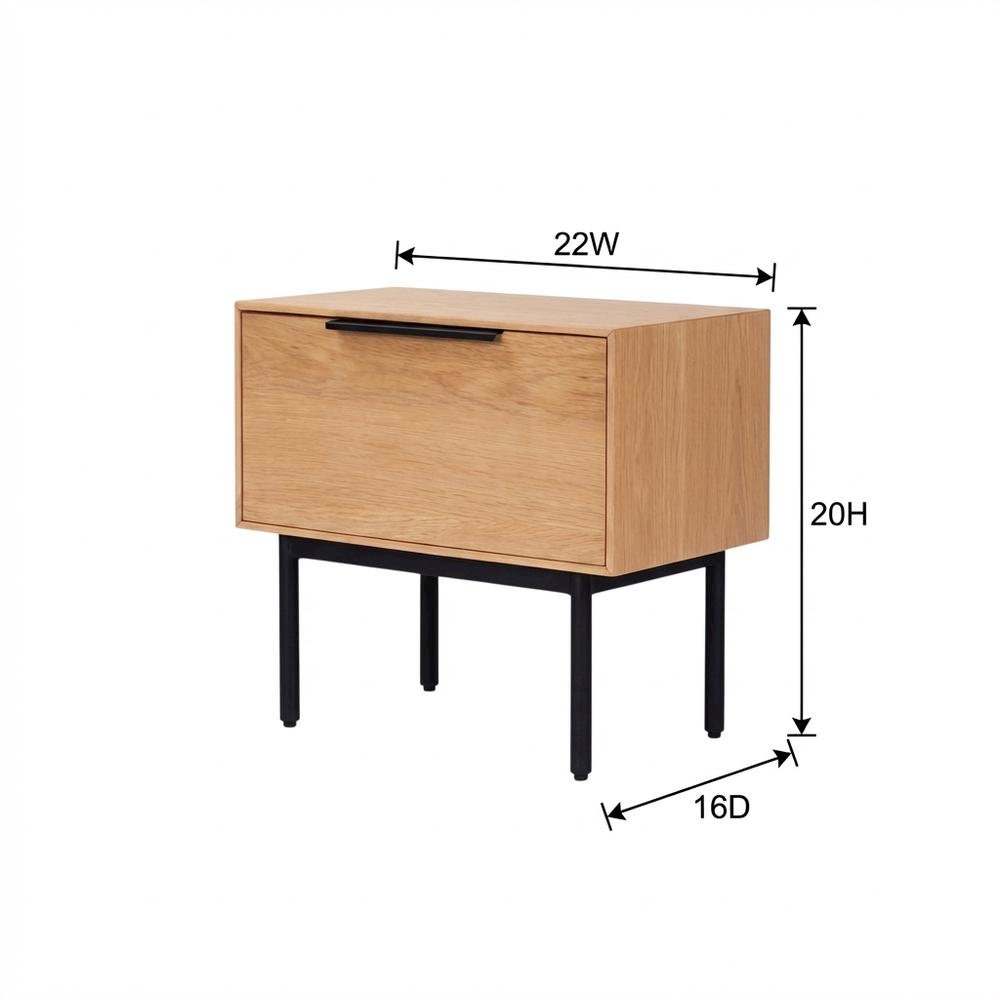 Modern Light Oak Nightstand with Natural Wood Finish