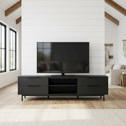 Modern TV Console in Black with spacious storage and sleek design