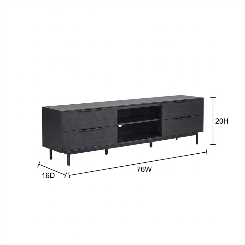 Modern TV Console in Black with spacious storage and sleek design