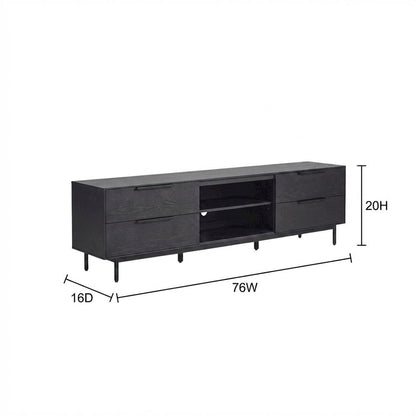 Modern TV Console in Black with spacious storage and sleek design