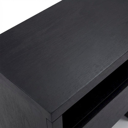 Contemporary Black Nightstand with Mahogany Solid & Oak Veneer Finish