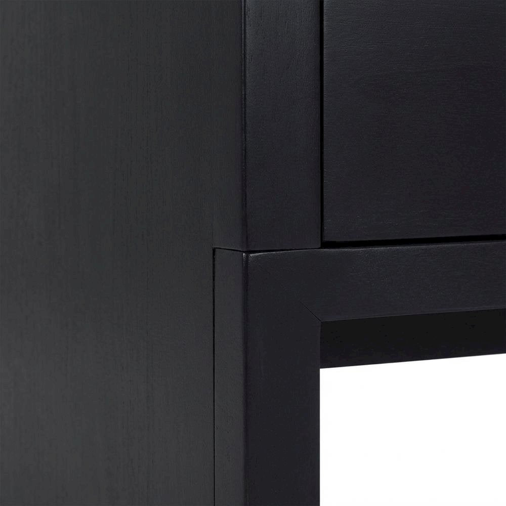 Contemporary Black Nightstand with Mahogany Solid & Oak Veneer Finish