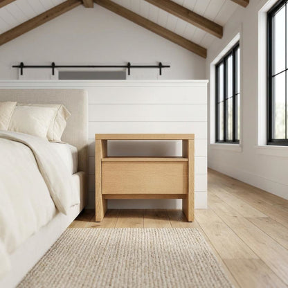 Contemporary Nightstand in Natural Finish with Mahogany and Oak Veneer