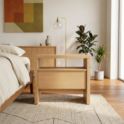 Contemporary Nightstand in Natural Finish with Mahogany and Oak Veneer
