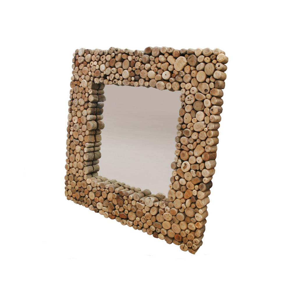 Natural Driftwood frame Mirror. 
Dimensions:
L 39'' x W 2'' x H 39''