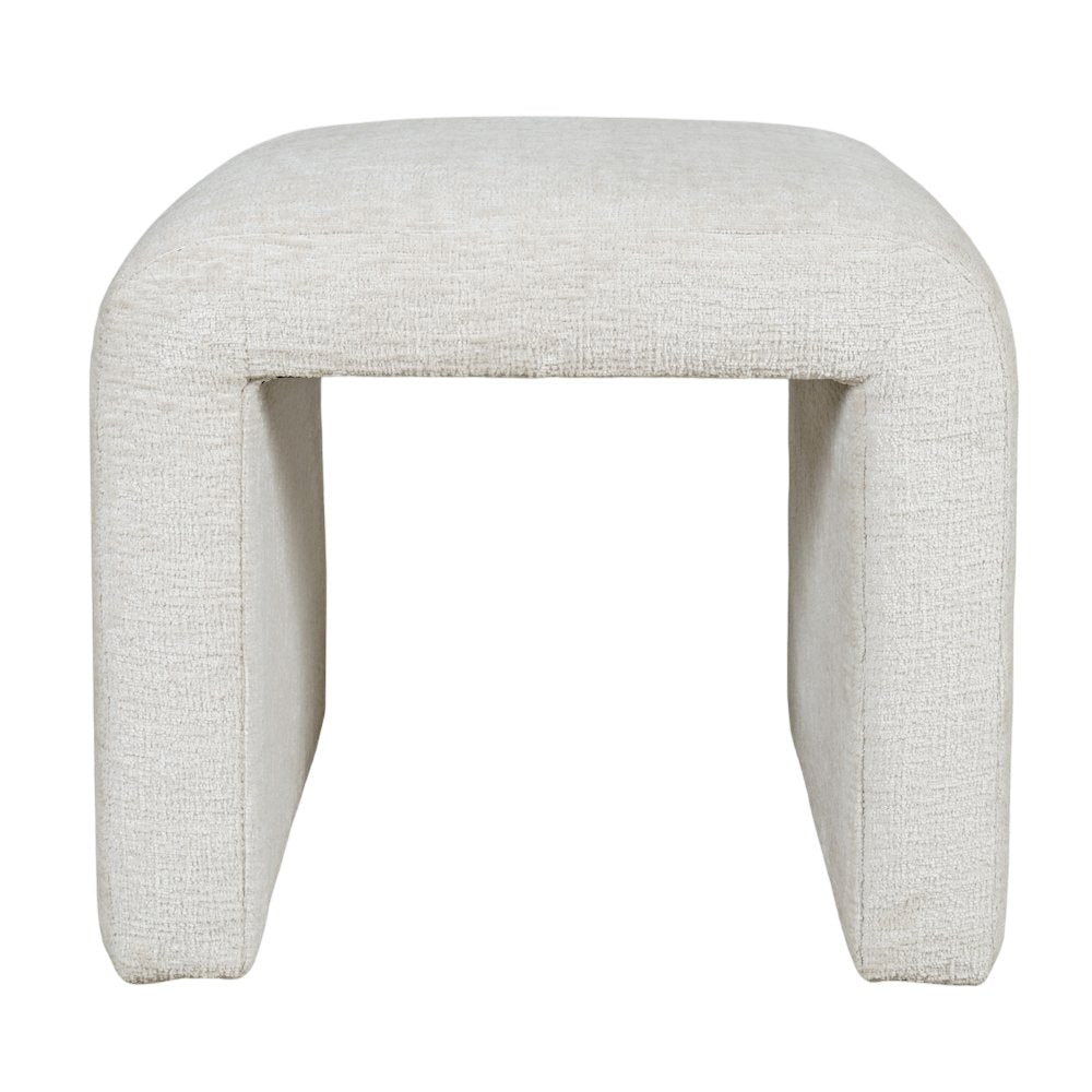 Modern Curved Upholstered Waterfall Jacquard Petite Ottoman Bench - Set of 2