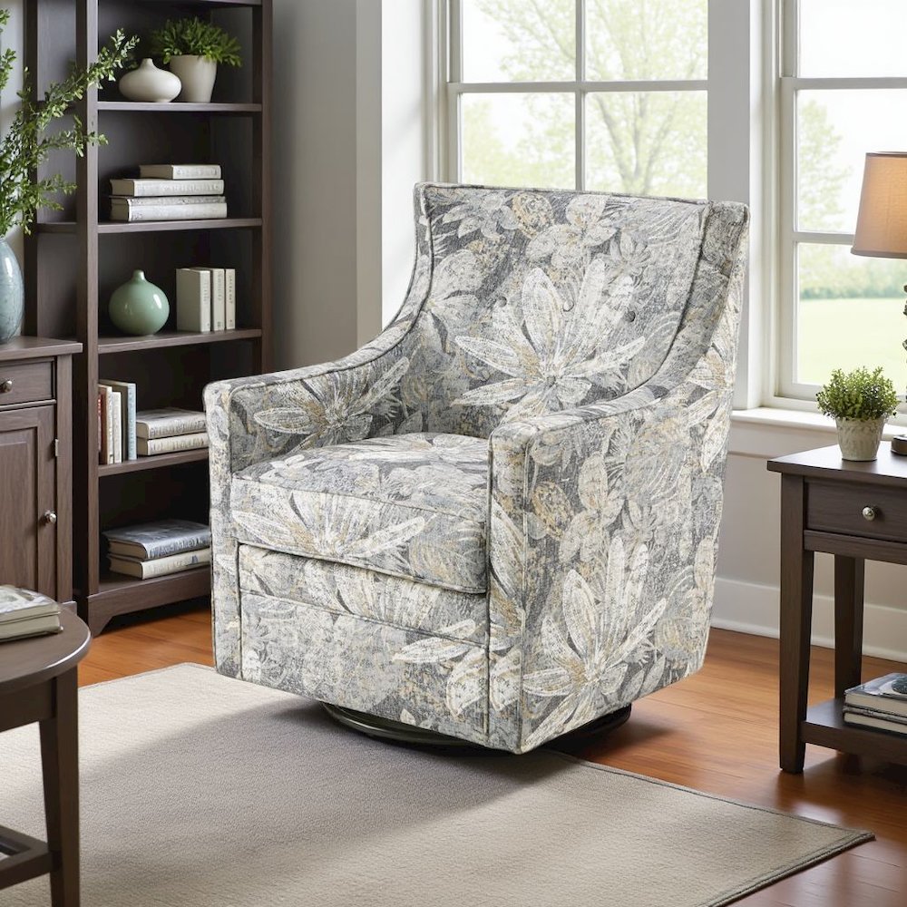 Blue Swivel Rocker Recliner Chair – Upholstered Glider for Comfort