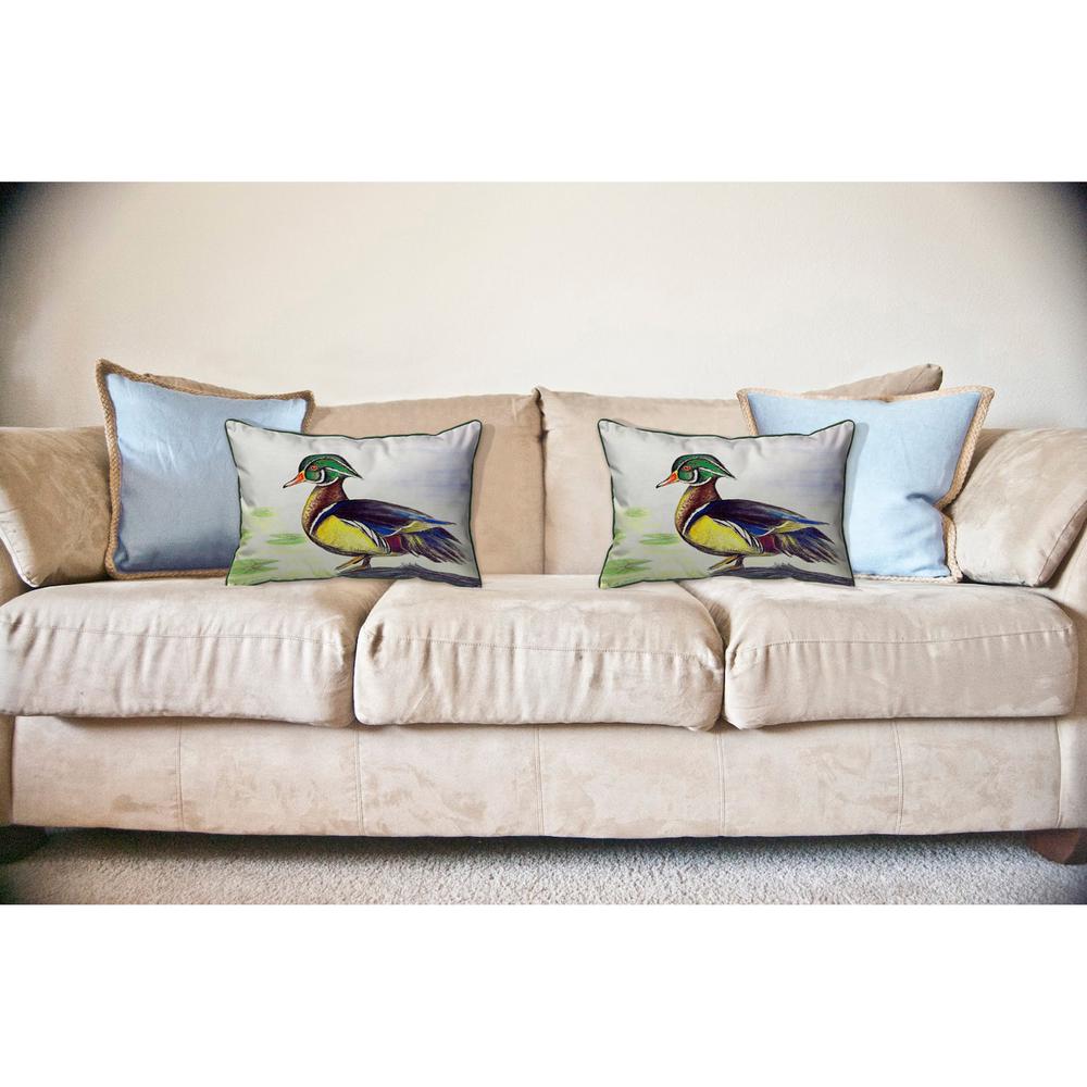 Male Wood Duck Script Large Indoor/Outdoor Pillow 16x20