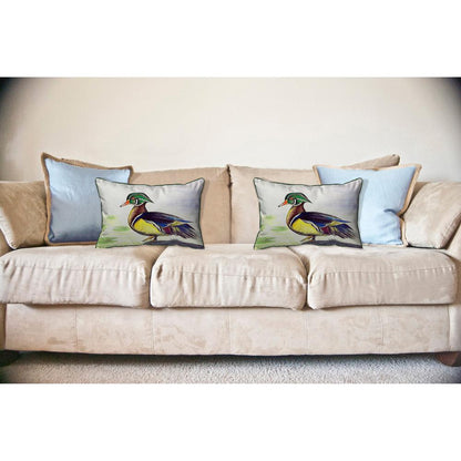 Male Wood Duck Script Large Indoor/Outdoor Pillow 16x20