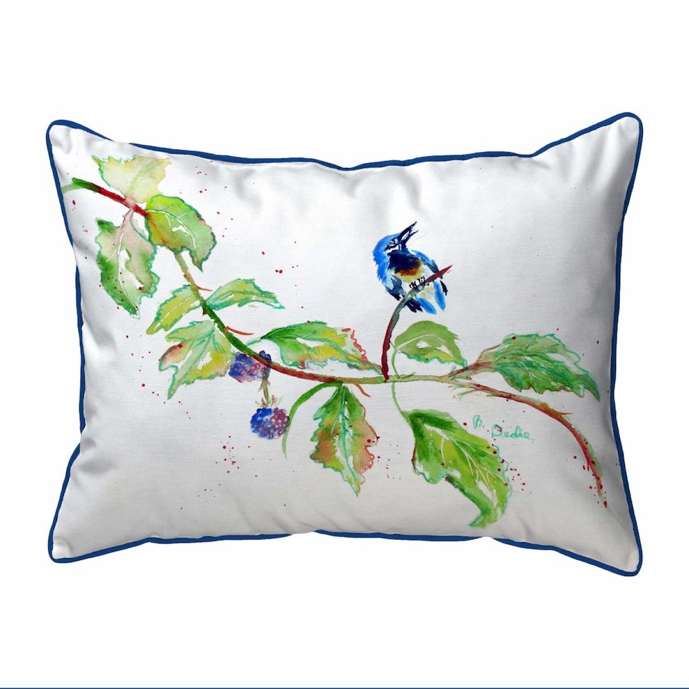 Bird & Blackberries Small Corded Indoor/Outdoor Pillow 11x14