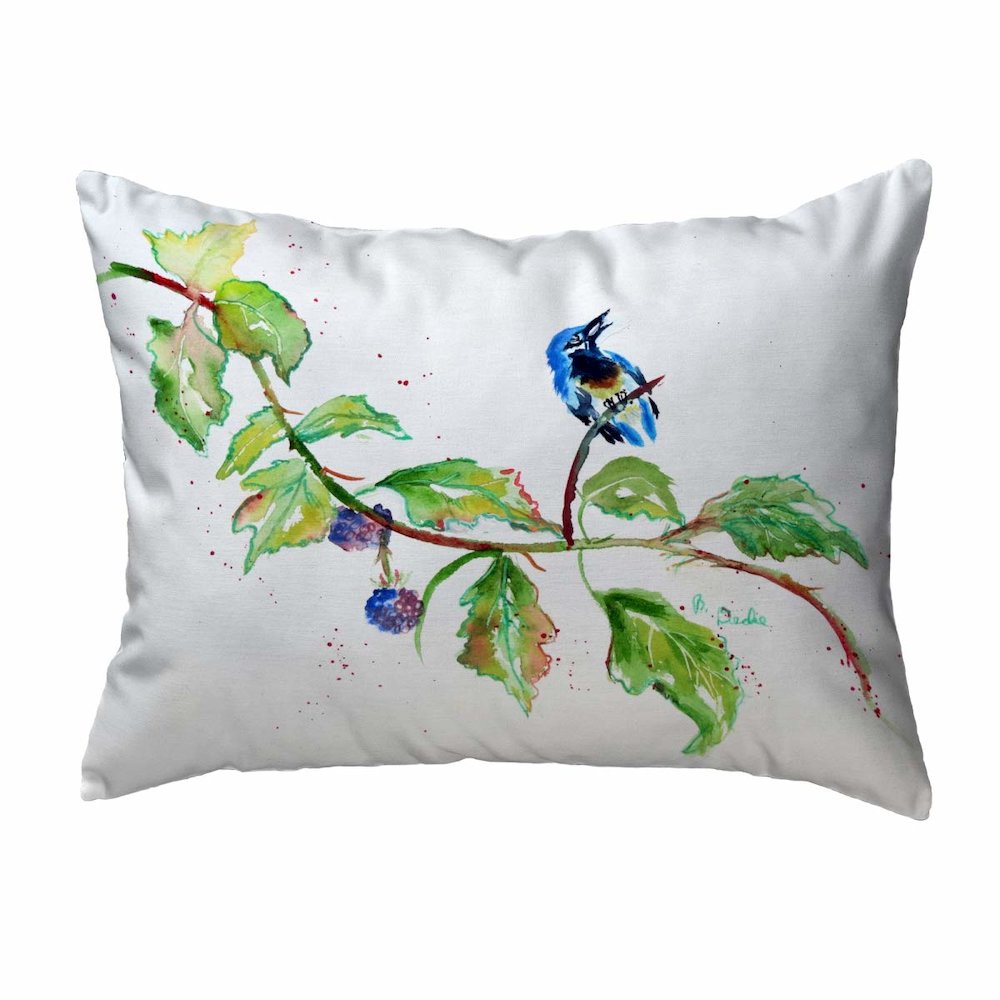 Bird & Blackberries Noncorded Indoor/Outdoor Pillow 16x20