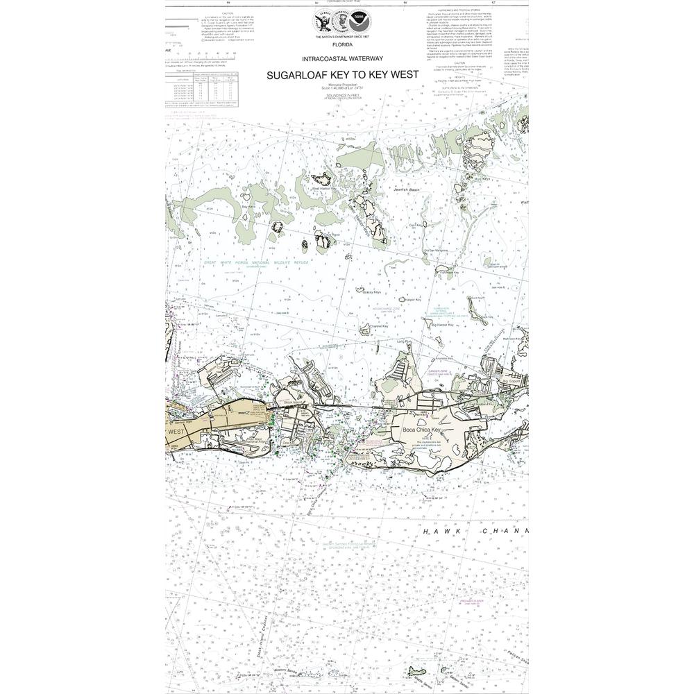 Sugarloaf Key to Key West, FL Nautical Map Beach Towel