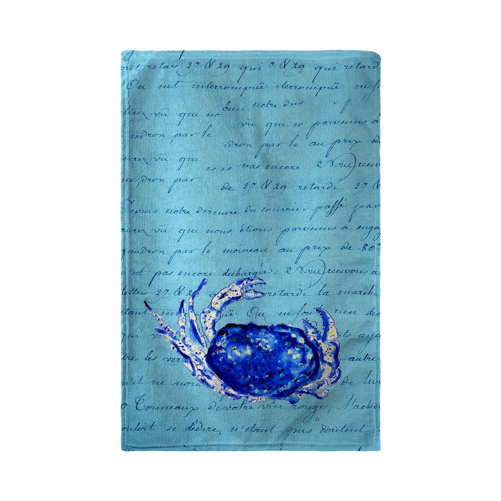 Blue Script Crab Beach Towel