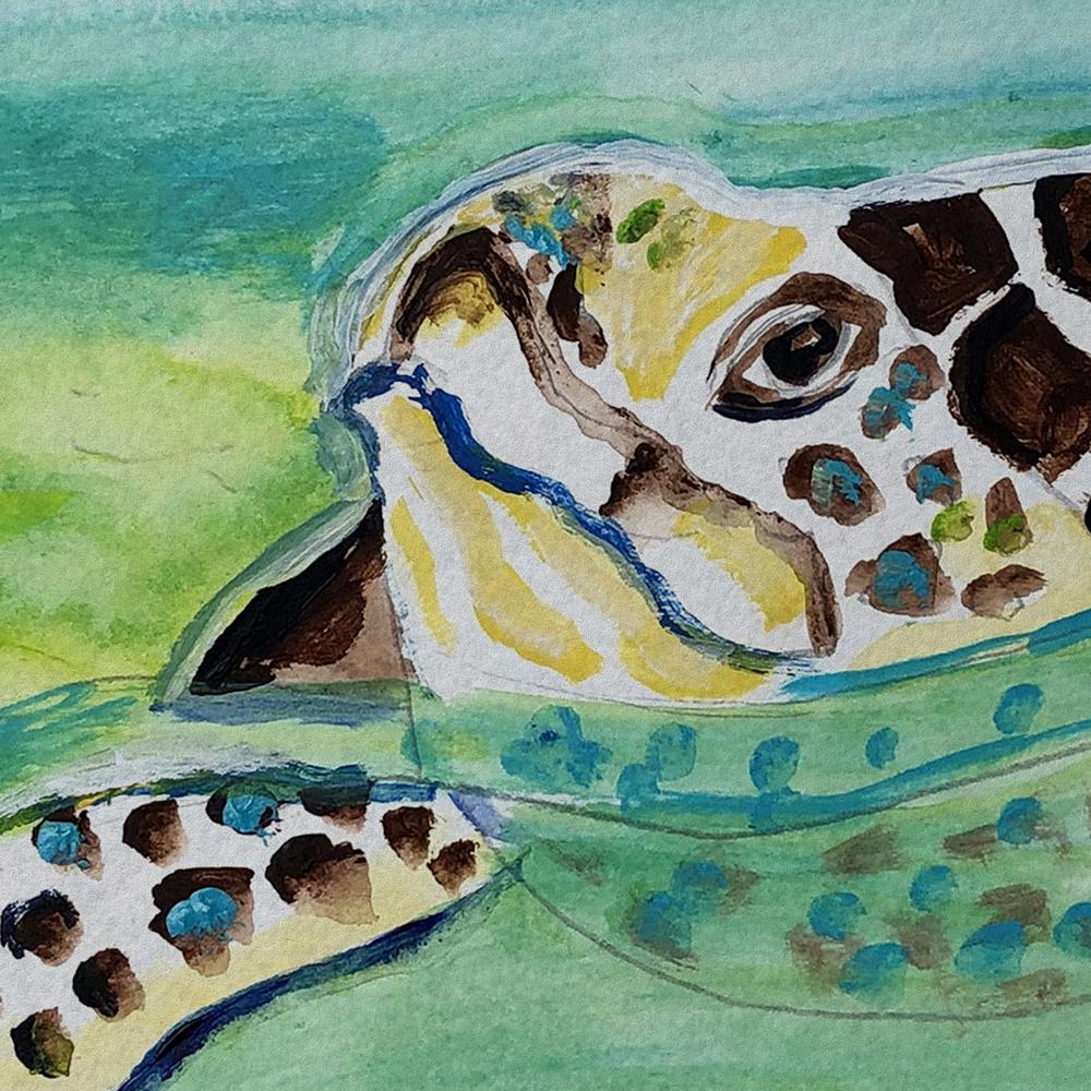 Sea Turtle Surfacing Small Door Mat