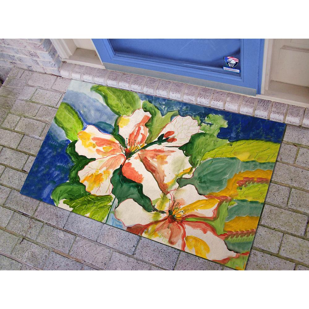 White Hibiscus Door Mat 30x50