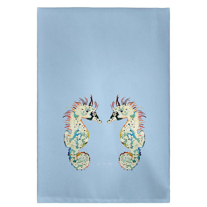 Betsy's Seahorses on Light Blue Guest Towel