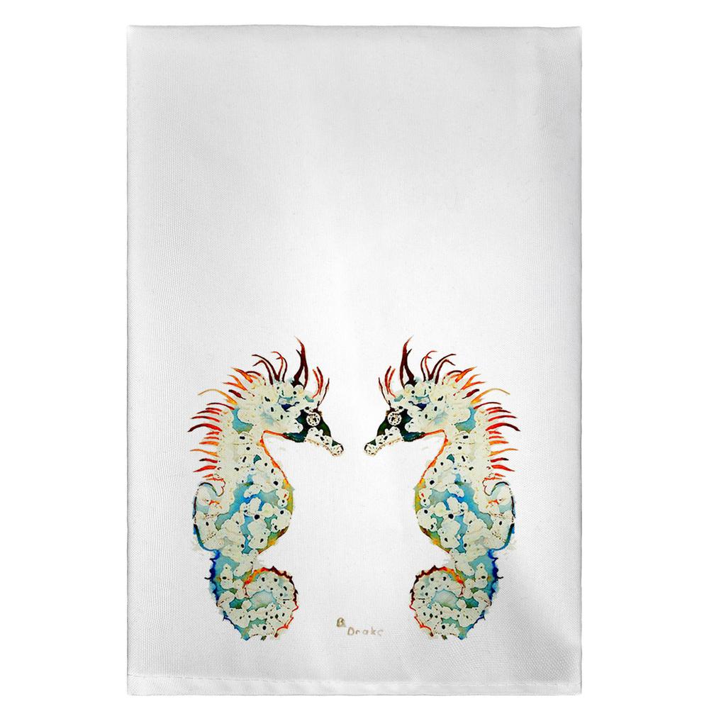 Betsy's Seahorses on White Guest Towel