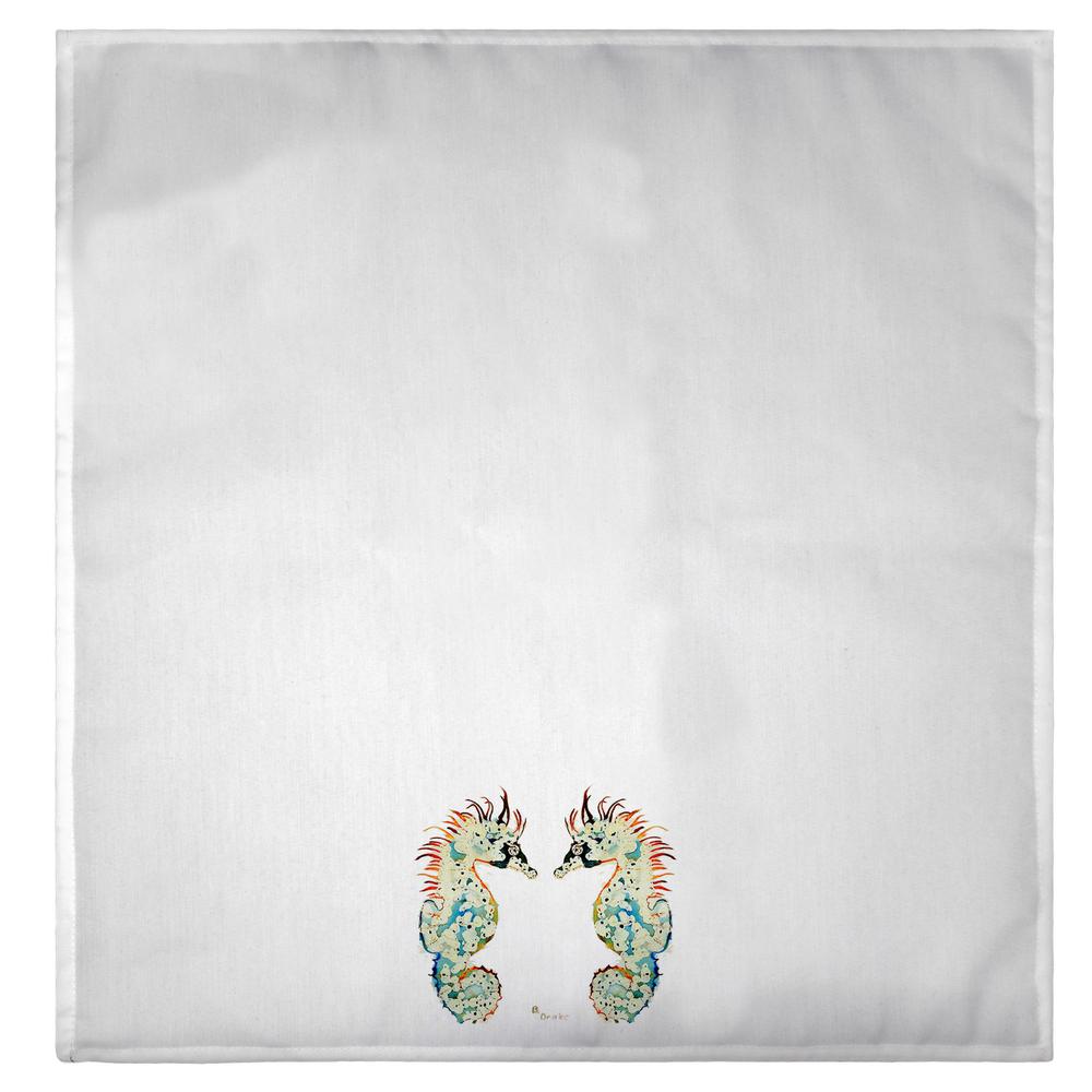 Betsy's Seahorses on White Guest Towel