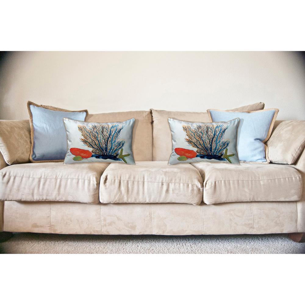 Coral & Shells Large Corded Indoor/Outdoor Pillow 16x20