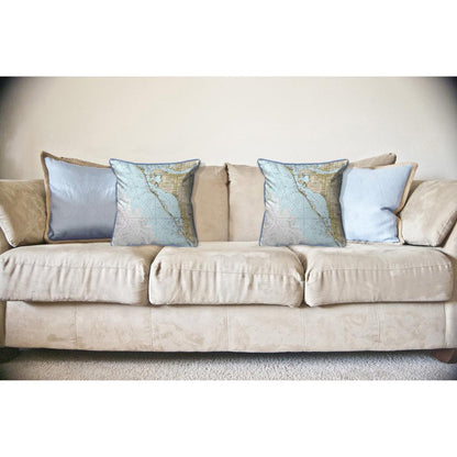 Sarasota Bay, FL Nautical Map Large Corded Indoor/Outdoor Pillow 18x18