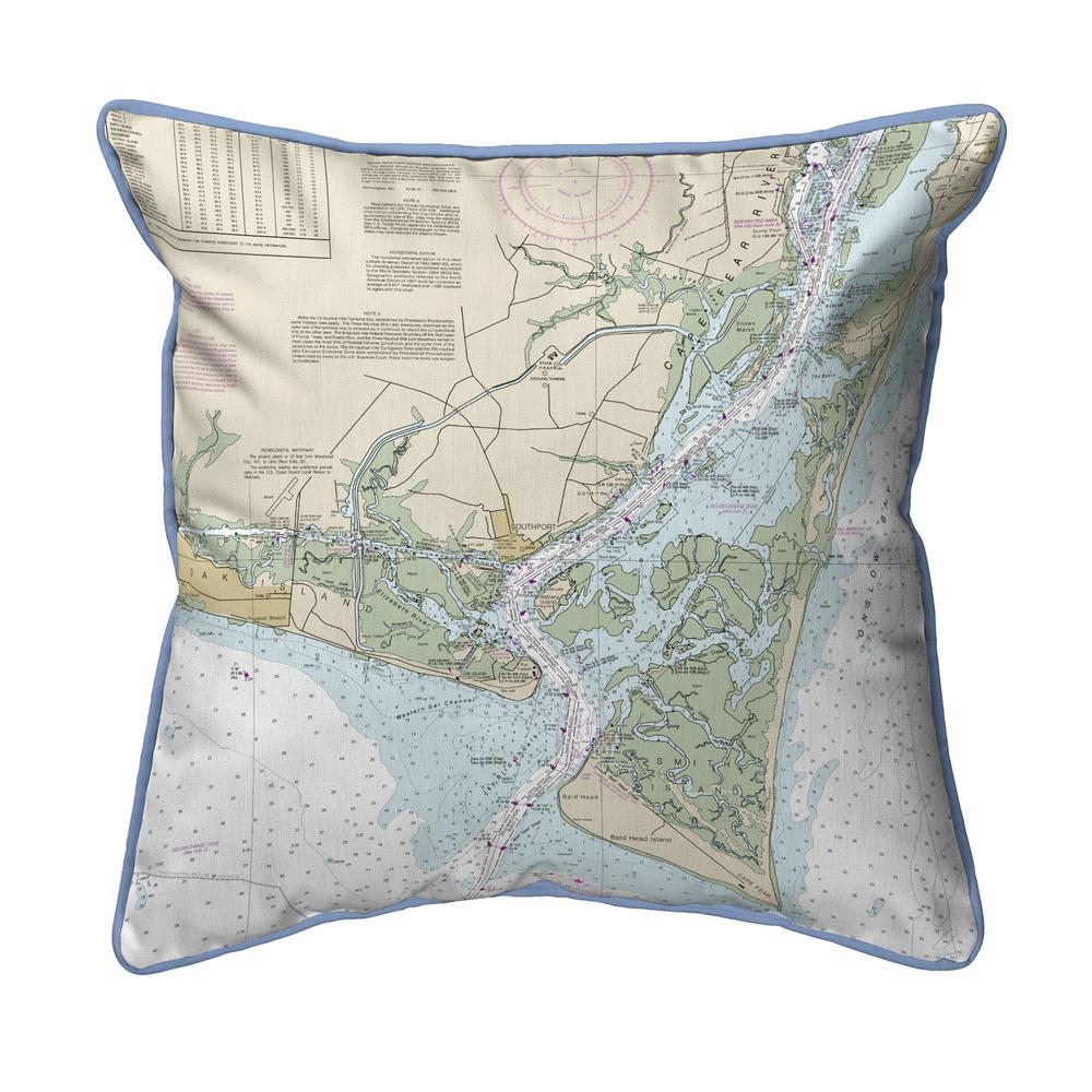 Cape Fear, NC Nautical Map Large Corded Indoor/Outdoor Pillow 18x18