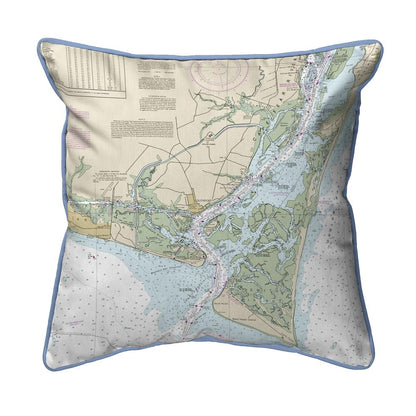 Cape Fear, NC Nautical Map Large Corded Indoor/Outdoor Pillow 18x18
