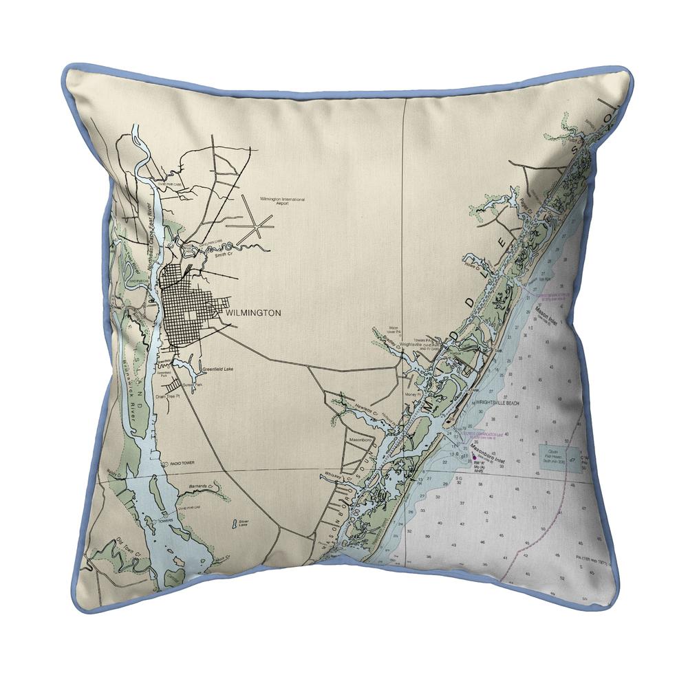 Wilmington - Wrightsville Beach, NC Nautical Map Large Corded Indoor/Outdoor Pillow 18x18