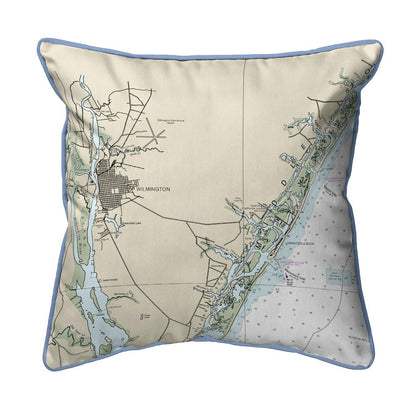 Wilmington - Wrightsville Beach, NC Nautical Map Large Corded Indoor/Outdoor Pillow 18x18