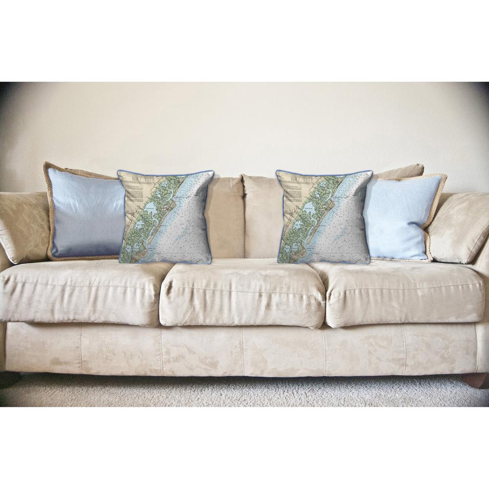 Little Egg Inlet to Hereford Inlet - Avalon, NH Nautical Map Large Corded Indoor/Outdoor Pillow 18x18