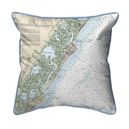 Little Egg Inlet to Hereford Inlet - Avalon, NH Nautical Map Large Corded Indoor/Outdoor Pillow 18x18