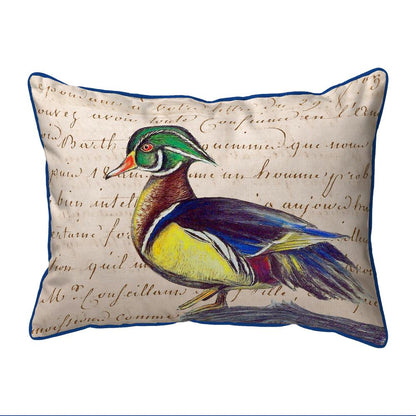 Male Wood Duck Script Large Indoor/Outdoor Pillow 16x20