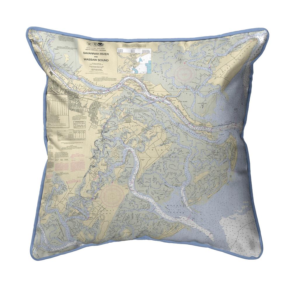 Savannah River and Wassaw Sound, GA Nautical Map Large Corded Indoor/Outdoor Pillow 18x18