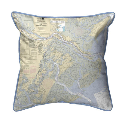 Savannah River and Wassaw Sound, GA Nautical Map Large Corded Indoor/Outdoor Pillow 18x18
