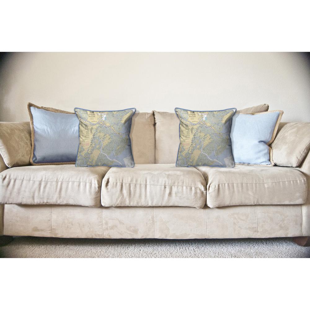 Savannah River and Wassaw Sound, GA Nautical Map Large Corded Indoor/Outdoor Pillow 18x18