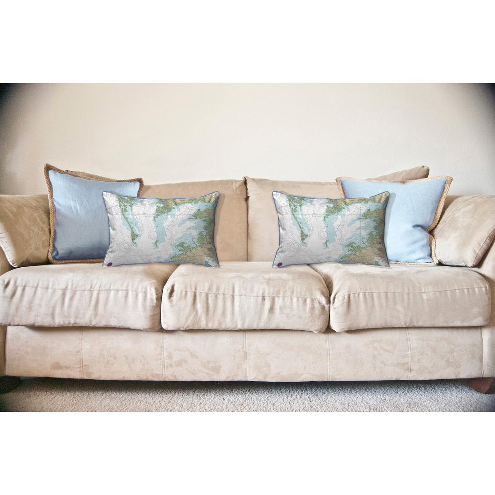 Chesapeake Bay - Pocomoke and Tangier Sounds, VA Nautical Map Large Corded Indoor/Outdoor Pillow 16x20