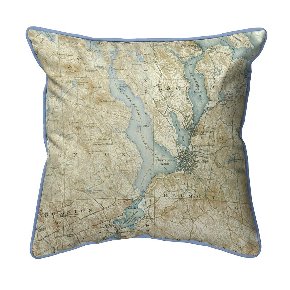 Lake Winnisquam, NH Nautical Map Large Corded Indoor/Outdoor Pillow 18x18