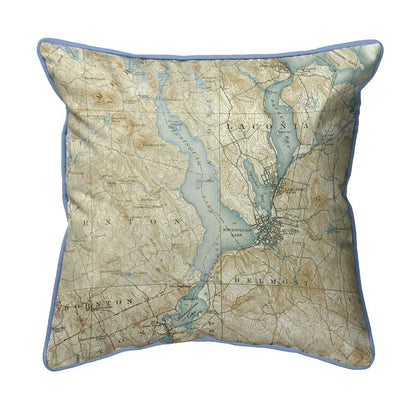 Lake Winnisquam, NH Nautical Map Large Corded Indoor/Outdoor Pillow 18x18