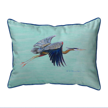 Flying Blue Heron - Teal Large Indoor/Outdoor Pillow 16x20