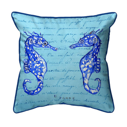 Blue Sea Horses Large Indoor/Outdoor Pillow 18x18