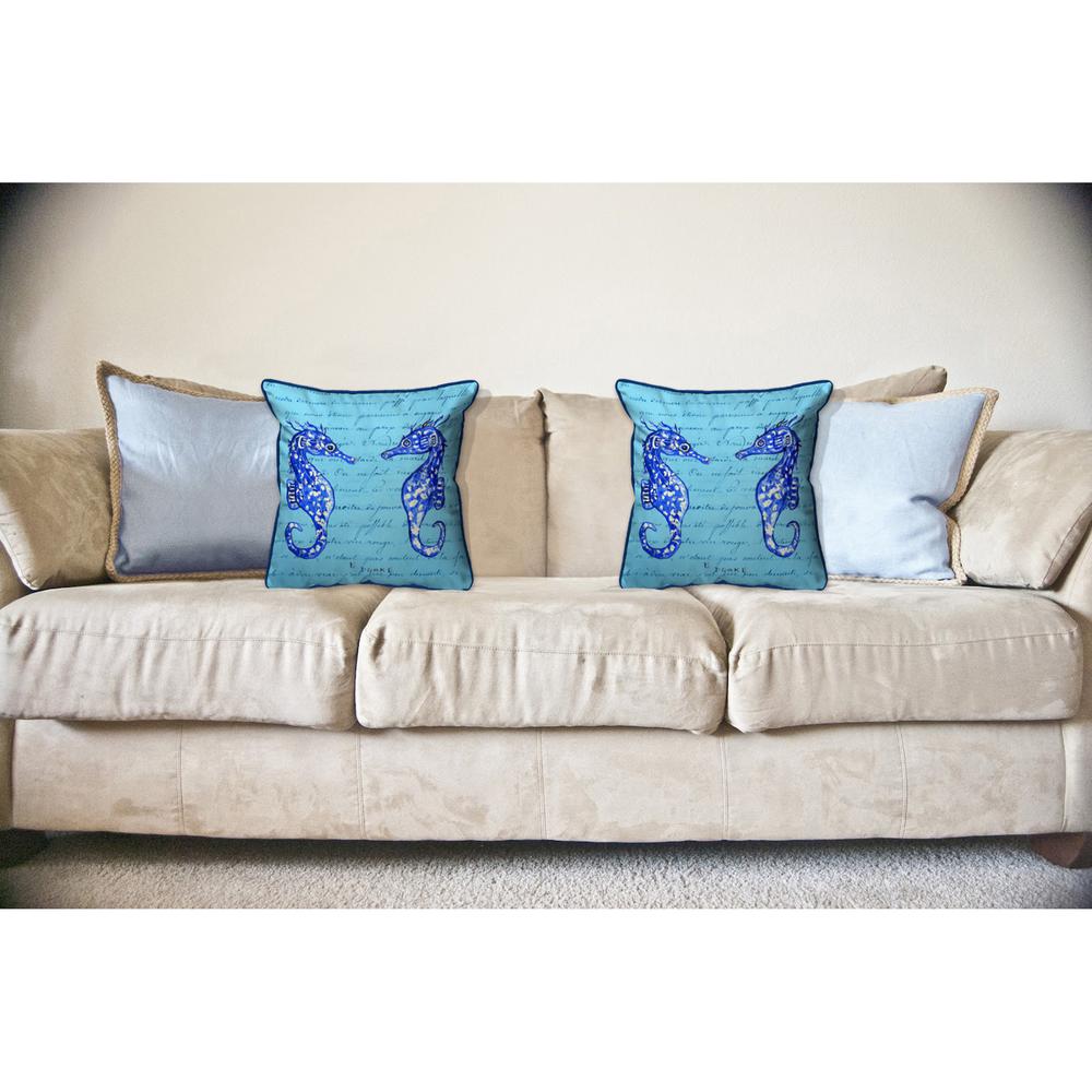 Blue Sea Horses Large Indoor/Outdoor Pillow 18x18
