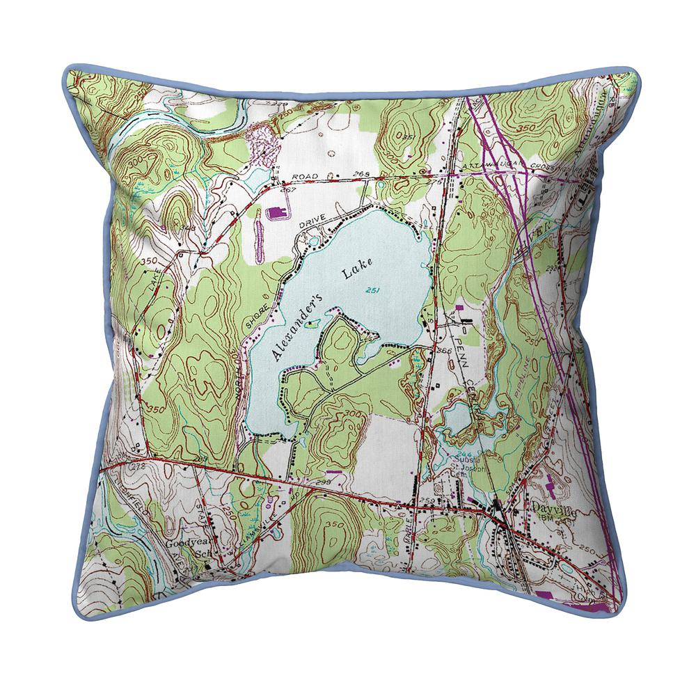 Alexander's Lake, CT Nautical Map Large Corded Indoor/Outdoor Pillow 18x18