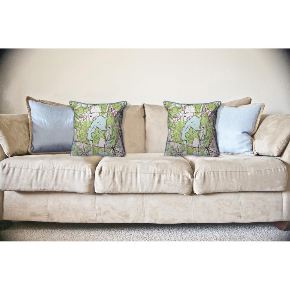 Alexander's Lake, CT Nautical Map Large Corded Indoor/Outdoor Pillow 18x18