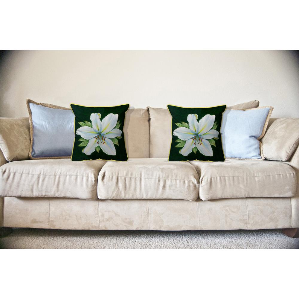 Casablanca Lily - Green Background Large Indoor/Outdoor Pillow 18x18